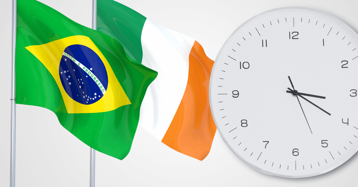 Qual é o fuso horário entre Brasil e Irlanda?
