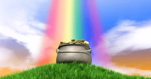 Arco-íris, pote de ouro e os símbolos do Leprechaun