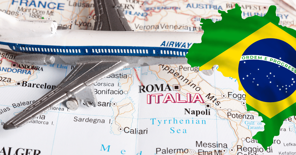 Tempo de viagem de avião até a Itália