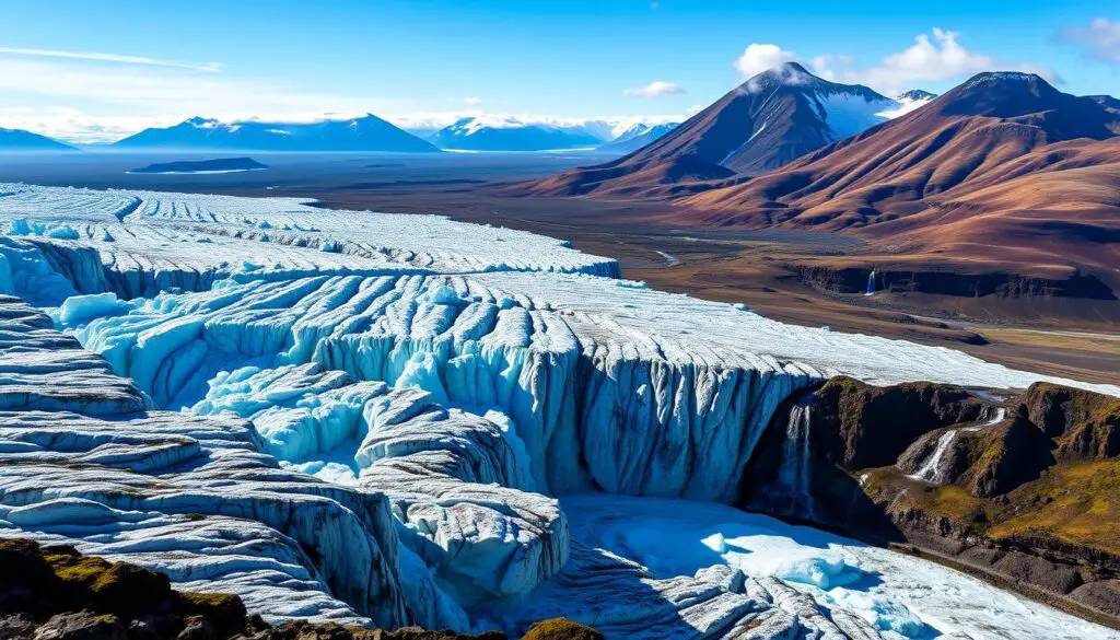 Imagem da geleira Sólheimajökull na Islândia