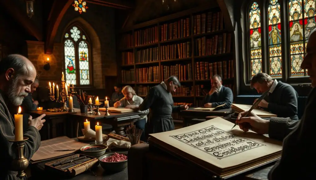 Detalhes da produção do manuscrito medieval