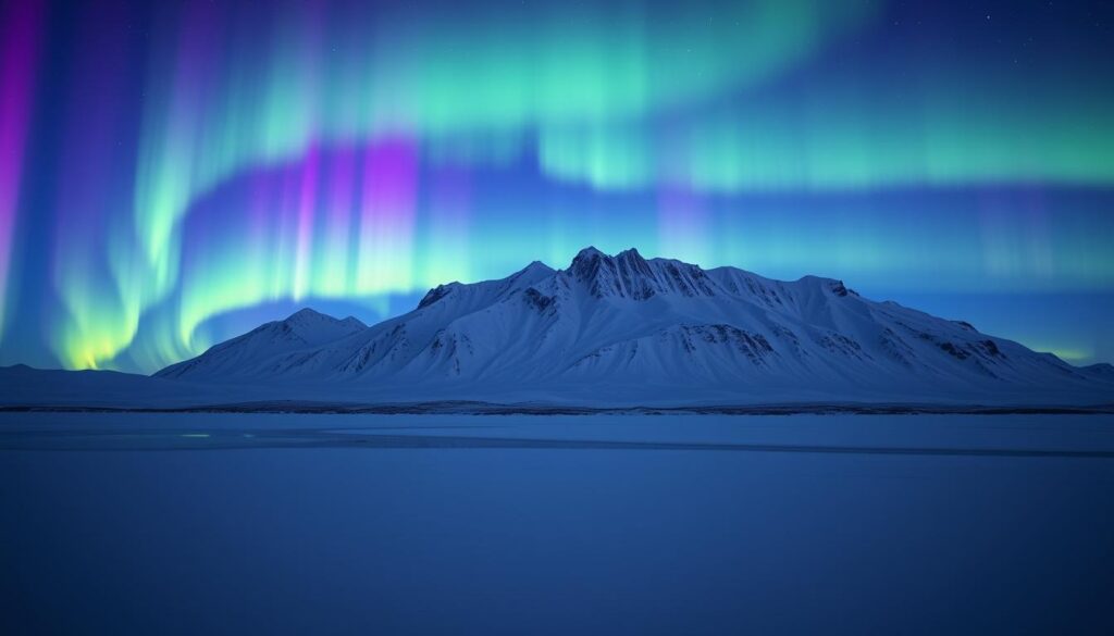 aurora boreal no círculo polar ártico